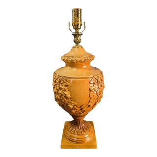 Vintage Neoclassical Urn Swag Bradburn Gallery Glazed Pottery Table Lamp Original Finial For Sale