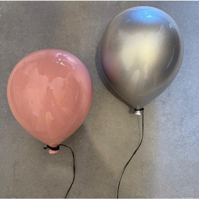 Silver Ceramic Balloon Wall Sculpture -9" For Sale - Image 9 of 13