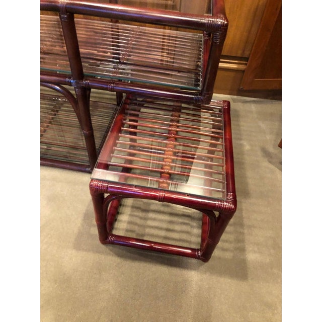 1970s Design Institute America Rattan Console with 2 Tables - 3 Pieces For Sale - Image 4 of 10