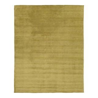 Apadana's Modern Gabbeh Hand-Loom Wool Area Rug in Antique Gold. For Sale