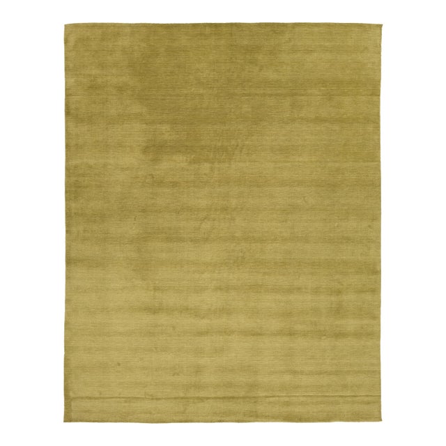 Apadana's Modern Gabbeh Hand-Loom Wool Area Rug in Antique Gold. For Sale