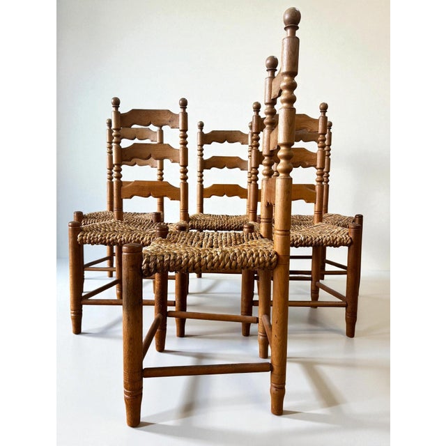 Mid-Century Modern Vintage Brutalist Danish Oak Chairs by Hans Dau, 1940s, Set of 6 For Sale - Image 3 of 9