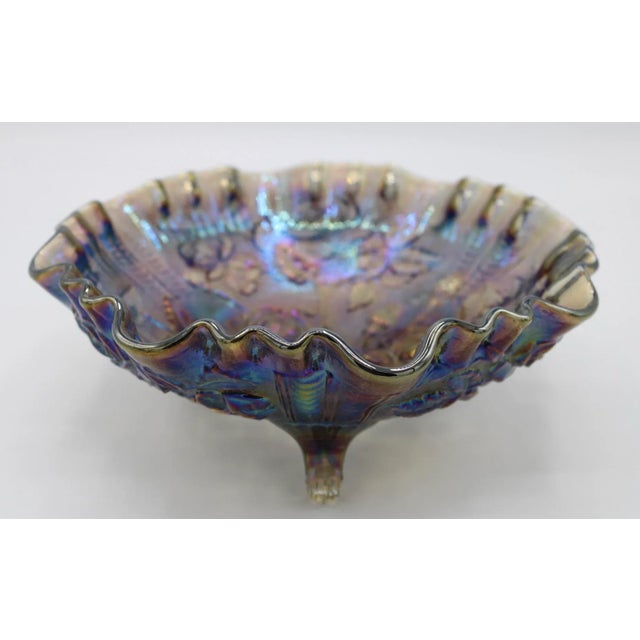 Mid 20th Century Amethyst Footed Carnival Glass Rose Bowl For Sale - Image 5 of 8