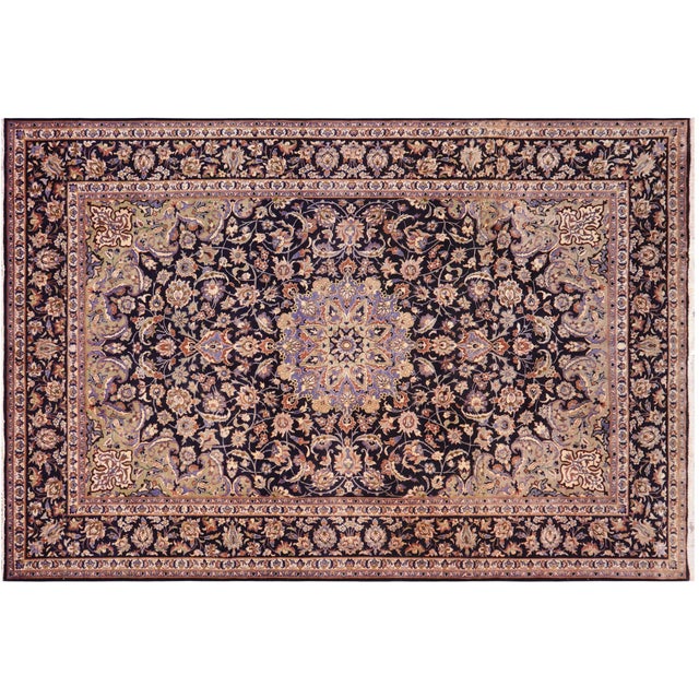 Art Nouveau Antique Blue/Beige Wool Rug - 9'7'' X 12'11'' For Sale - Image 9 of 10
