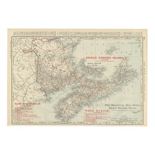 Antique Maritimes Map, New Brunswick, Nova Scotia and Prince Edward Island, 1899 For Sale