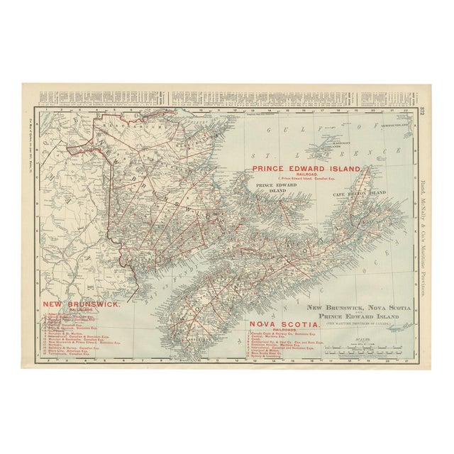 Antique Maritimes Map, New Brunswick, Nova Scotia and Prince Edward Island, 1899 For Sale