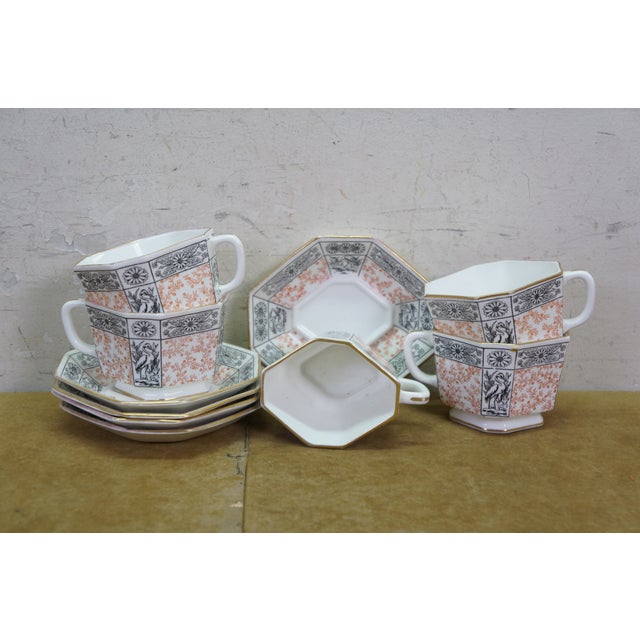 Antique Aesthetic Powell Bishop & Stonier Crane Chintz Tea Coffee Demitasse Set - Set of 16 For Sale - Image 12 of 18