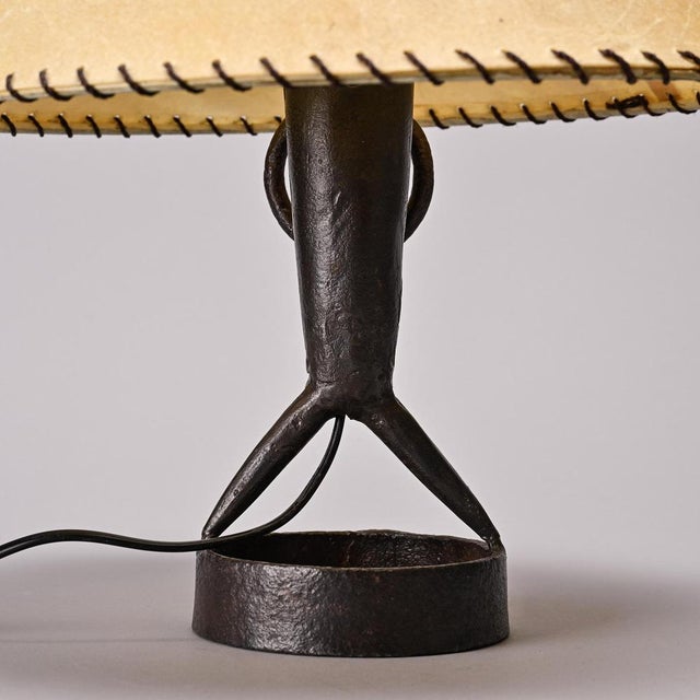 1970s Hammered Iron Table Lamp by Léopold Gest, France, 1970 For Sale - Image 5 of 10
