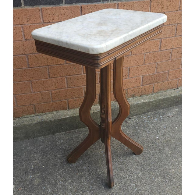 Victorian 19th Victorian Mahogany and Marble Top Side Table For Sale - Image 3 of 6