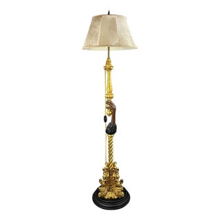 Antique Sculptural Gilded Wooden Floor Lamp, 1920s For Sale
