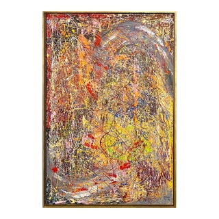 High Impact Modern Abstract Drip Painting - Framed - Signed For Sale