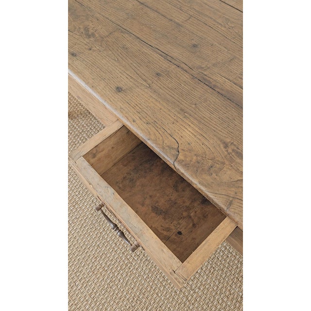 Antique French Elm Farm Dining Table With Drawers - Circa 1870 For Sale - Image 15 of 15