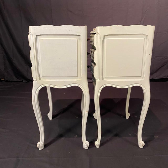 French Antique French Painted 3 Drawer Louis XV Night Stands -a Pair For Sale - Image 3 of 13