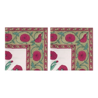 Poppy Magenta Napkins - a Pair For Sale