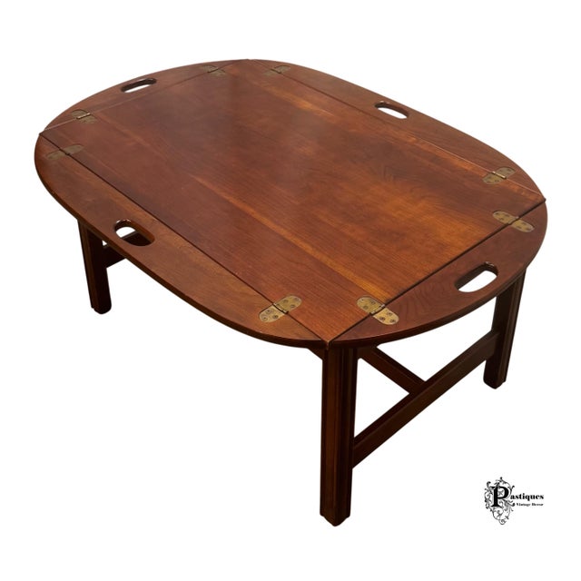 Wood Vintage Traditional Chippendale Style Mahogany Butler’s Tray Coffee Table For Sale - Image 7 of 11