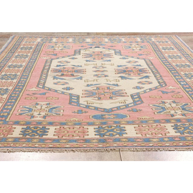 Pink Vintage Pink Persian Hamadan Rug - 05'07 X 07'06 For Sale - Image 8 of 9
