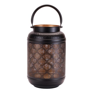 Decorative Cut-Out Metal Lantern 12.75"H For Sale