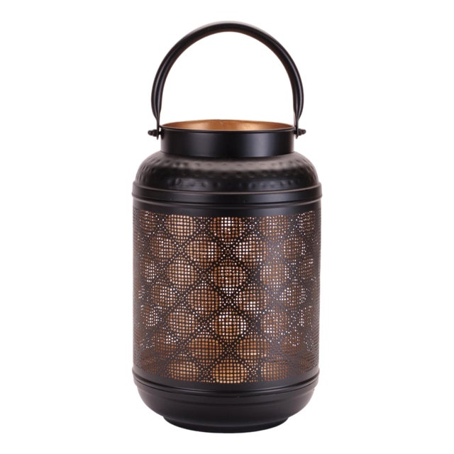 Decorative Cut-Out Metal Lantern 12.75"H For Sale