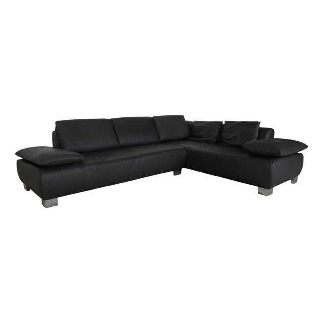 Black Leather Volare Corner Sofa with Manual Function from Koinor For Sale