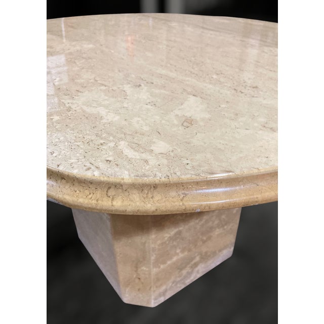 Pair of 1970s Italian Travertine Scalloped Edge Pedestal End Tables For Sale - Image 13 of 18