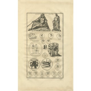 Montfaucon, Oceanus, Saturn, Prometheus and Janus, Engraving, 1721 For Sale