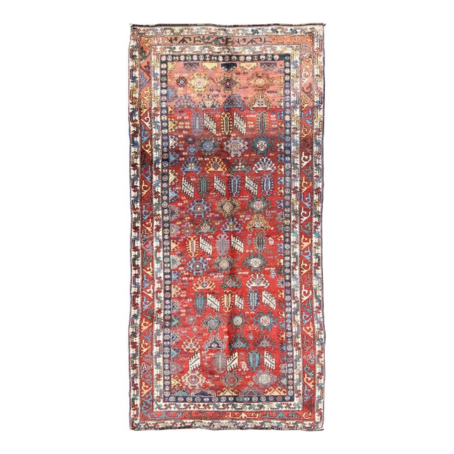 Antique Qashqai Persian Rug With All-Over Sub-Geometric Design and Tiered Border 5'2"x10'8" For Sale