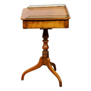 19th Century English Regency Period Fruitwood Guéridon Side Table with Pierced Brass Gallery For Sale