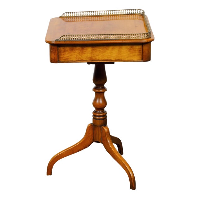19th Century English Regency Period Fruitwood Guéridon Side Table with Pierced Brass Gallery For Sale