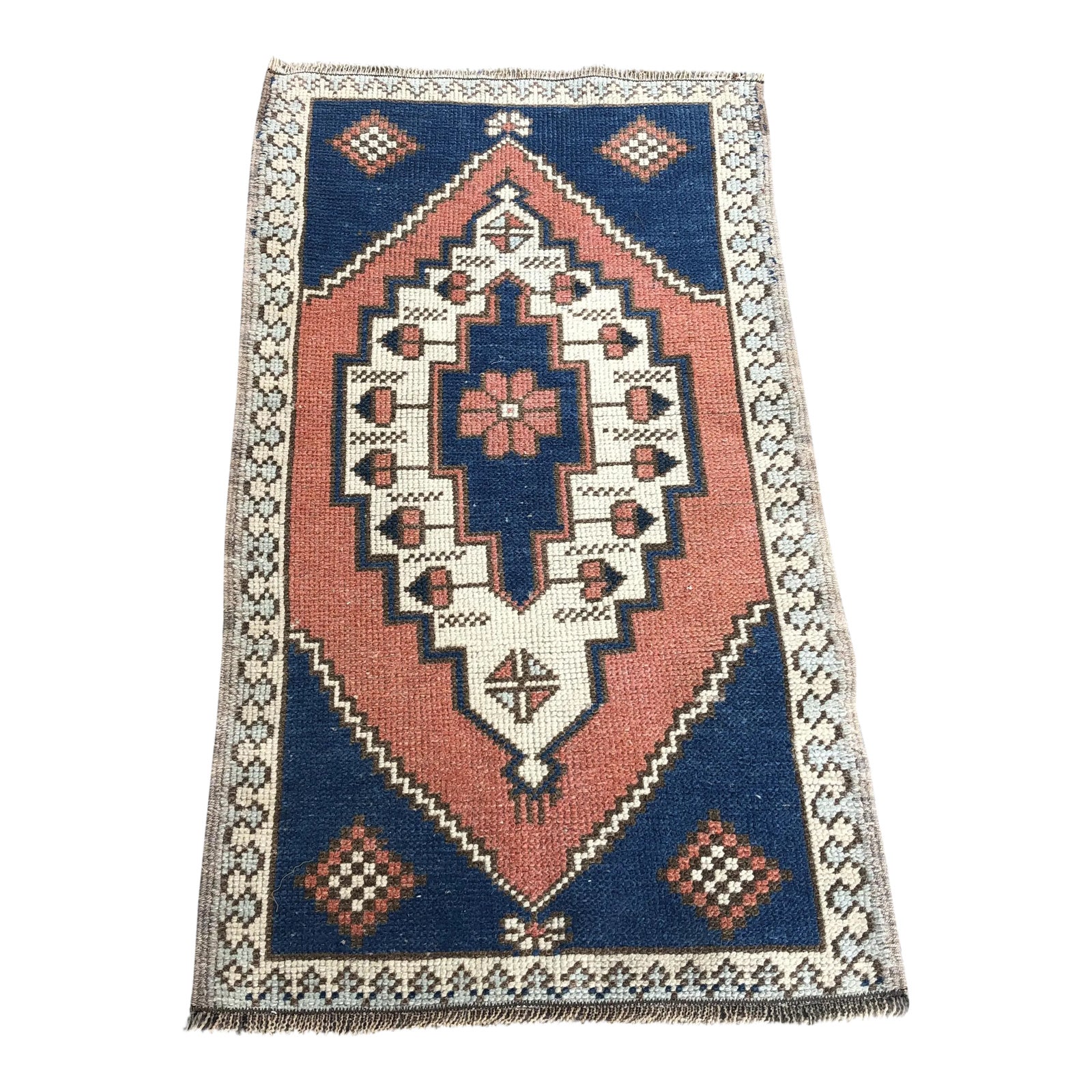 1960s Vintage Bohemian Small Rug- 1′11″ × 3′5″ | Chairish