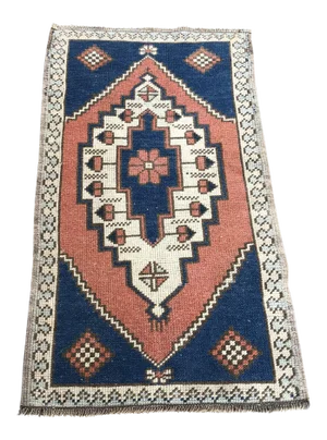 1960s Vintage Bohemian Small Rug- 1′11″ × 3′5″