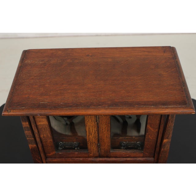 Antique Arts & Crafts Diminutive Mission Oak Smoking Cabinet For Sale - Image 11 of 13