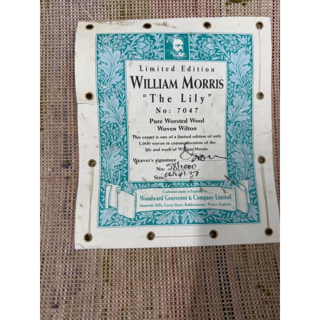 Textile 1980s Limited Edition William Morris “The Lily” Rug 2'3" X 4'6" For Sale - Image 7 of 7