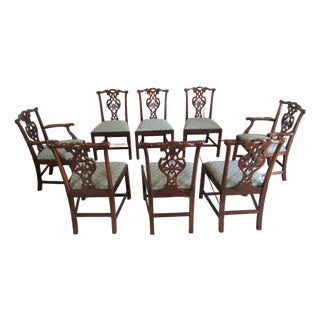 1980s Baker Charleston Chippendale Dining Room Chairs Mahogany For Sale