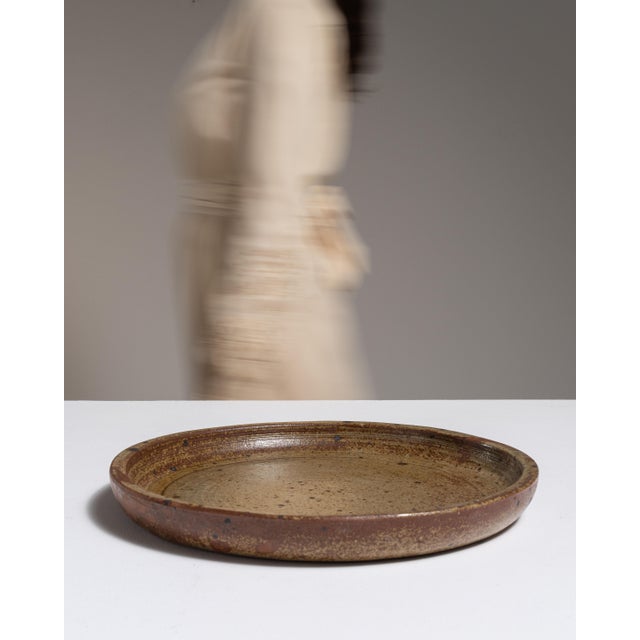 1970s 1970s Belgium Tan Ceramic Platter For Sale - Image 5 of 15