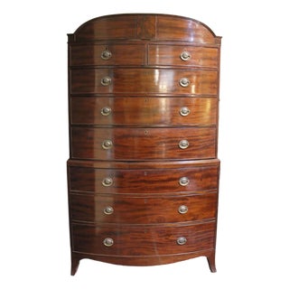 Circa 1800 Georgian Bowfront Mahogany Chest on Chest For Sale