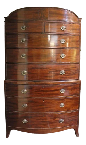 Circa 1800 Georgian Bowfront Mahogany Chest on Chest