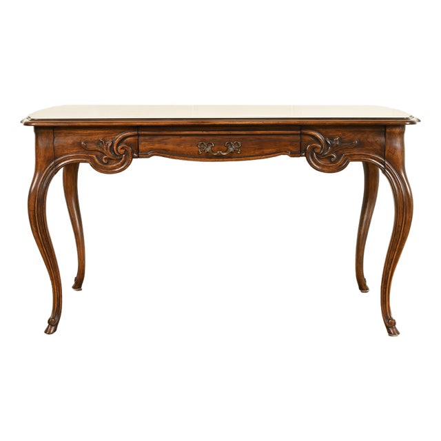 Tomlinson Furniture French Provincial Louis XV Carved Walnut Writing Desk | Circa 1950s For Sale