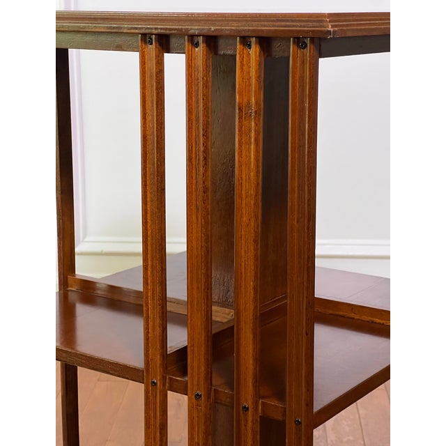 20th Century Italian Danner Style Hardwood Revolving Bookcase Table With Inlay For Sale - Image 10 of 12