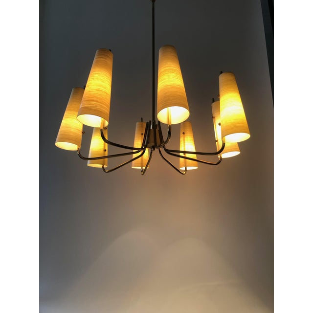 Chandelier in Brass with Fiber Glass Shades by Rupert Nikoll, Austria, 1962 For Sale - Image 13 of 15
