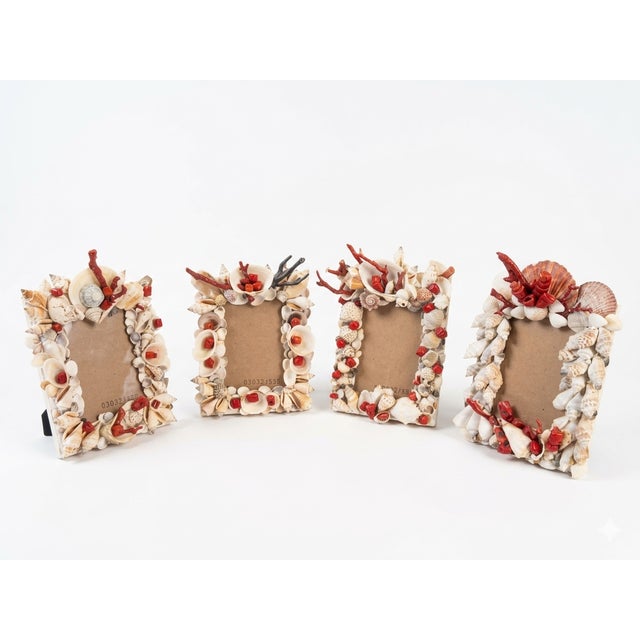 A beautiful and rich grotto baroque style set of four vintage Mediterranean photo frames, can be use as wall hanging photo...