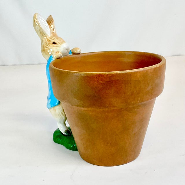 Vintage Boho Chic English Traditional Whimsical Peter Rabbit Planter - Easter For Sale - Image 10 of 17