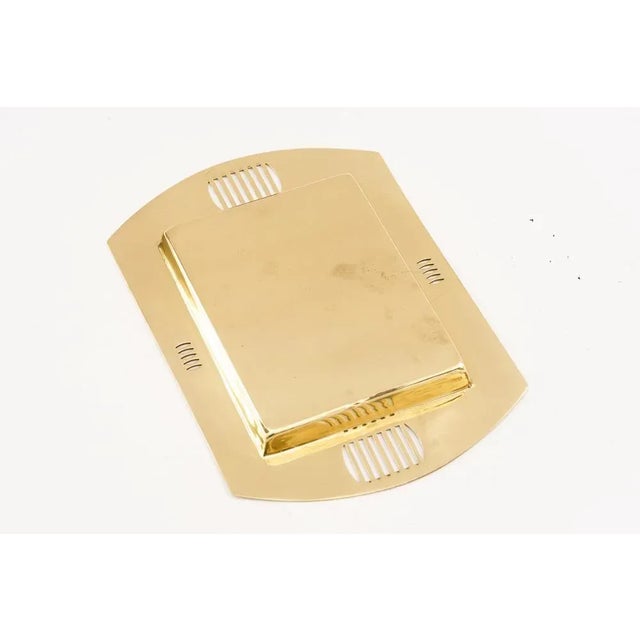 Art Deco Serving Plate Argentor Vienna around 1920s. Brass polished and stove enameled. This piece has an attribution...