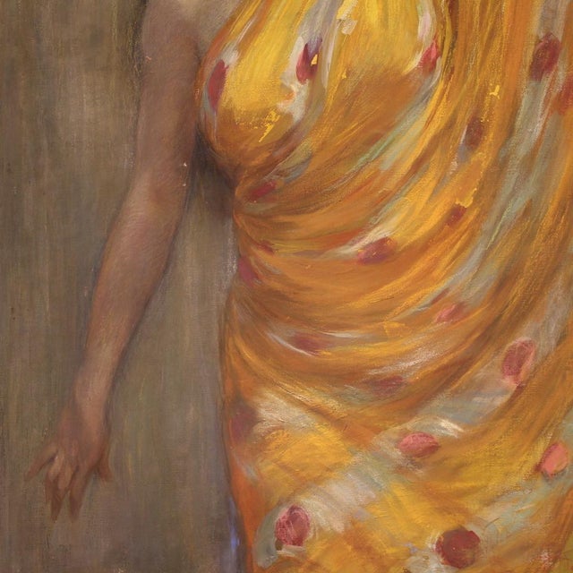 Aldo Mazza, Portrait of an Oriental Woman, 1912, Oil on Canvas For Sale - Image 3 of 15