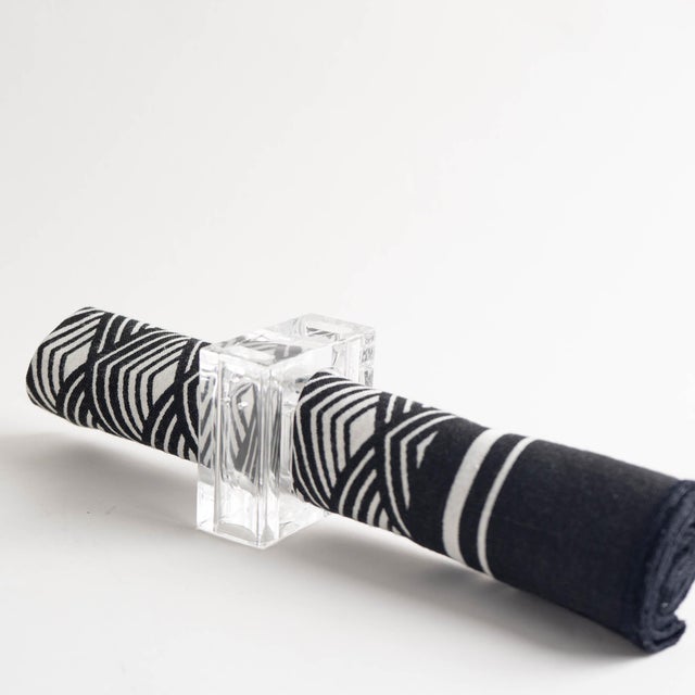 Transparent Vintage Lucite Salt and Pepper Shaker Napkin Ring Set For Sale - Image 8 of 11