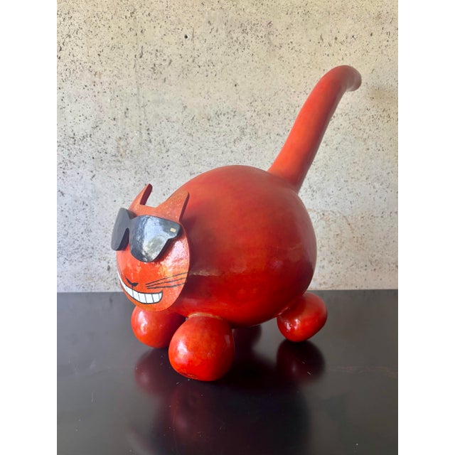 1990s Vintage 1990s California Pop Art Gourd Cat Sculpture Folk Art For Sale - Image 5 of 7