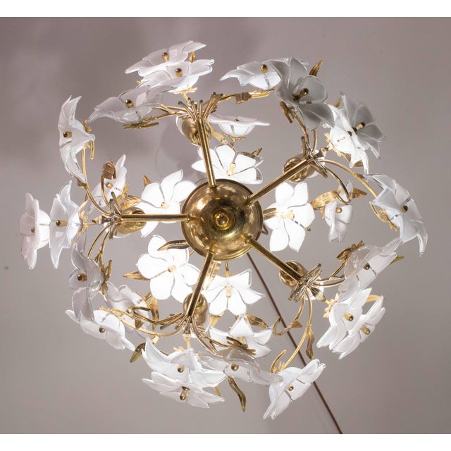 Murano Style Chandelier White Flowers, 1970 For Sale - Image 11 of 12