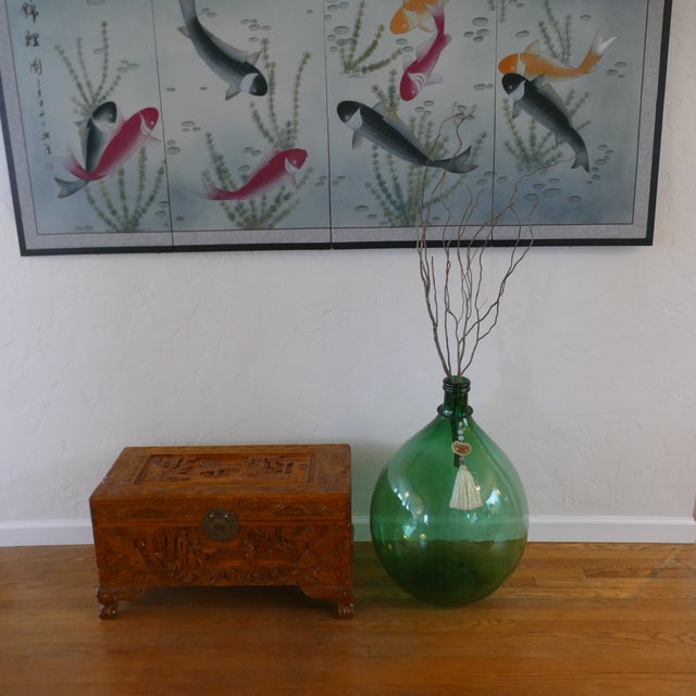 Fabulous heavily hand-carved camphorwood Chinese blanket chest trunk. This was purchased by my parents when the worlds...