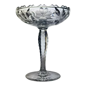 Antique American Brilliant Period Crystal Comport Ripple Rim
