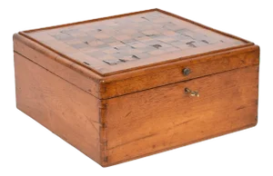 Large Early 20th Century Square Inlaid Wood Chessboard Box, Italy, 1900s