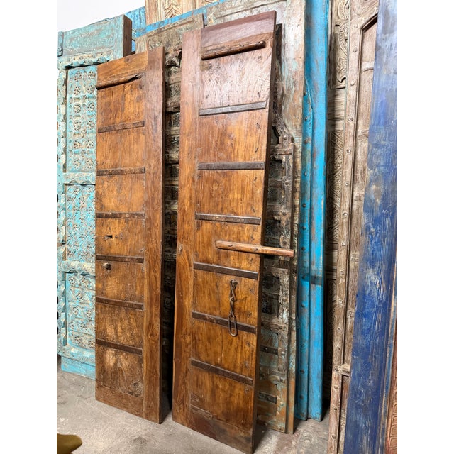 Antique Indian Teak Rustic Double Doors – A Statement Pair For Sale - Image 9 of 12
